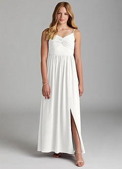 Azazie Zeya Junior White A-Line Chiffon Dress image1