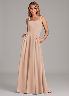 Azazie Shaude Bridesmaid Dresses English Rose A-Line Pleated Chiffon Dress image1