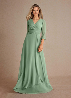 Azazie Mayfield Vestidos para mãe da noiva Vestir Matchá de Chiffon de Linha A com Plissado image5
