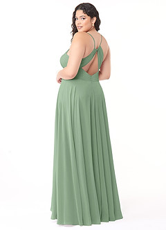 Azazie Avelina Jurken voor bruidsmeisjes Jurk van Chiffon met A-Lijn V-hals geplooid Matcha image9