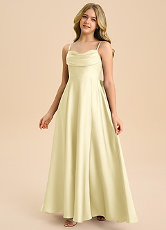 Azazie Bear Junior Abito A-Line in Raso Elasticizzato Scollo a Cuore Sorbetto Al Limone image4