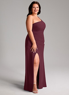 Azazie Eren Vestidos de madrinha de casamento Vestido Cabernet de Chiffon de Bainha com Um ombro image12