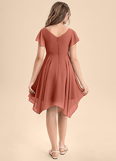 Azazie Janeaurelia Junior A-Linie Plissee Chiffon Kleid Lehm image2