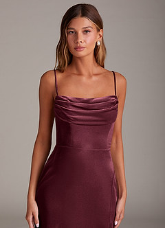 Azazie Saige Bridesmaid Dresses Raspberry Sheath Off the Shoulder Velvet Convertible Dress image2