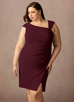 Azazie Cecily Kleider für die Brautmutter Etui Stretch-Krepp Kleid Cabernetrot image11