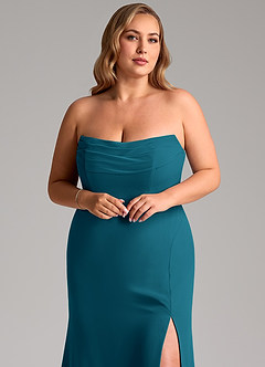 Azazie Saige Jurken voor bruidsmeisjes Converteerbaar Jurk van Chiffon met A-Lijn Off the Shoulder Inkt Blauw image11