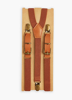 front Matching Matte Satin Pre-Tied Bow Tie & Suspenders Set