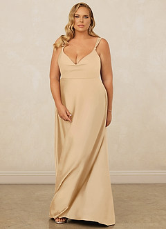 Christian Siriano Bridal for Azazie 1001 Bridesmaid Dresses Gold A-Line Sweetheart Neckline Stretch Satin Dress image15