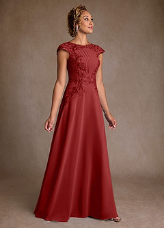 Azazie Christi Mother of the Bride Dresses Rust A-Line Lace Chiffon Dress image3