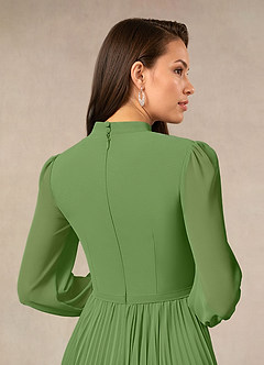 Azazie Adellah Kleider für die Brautmutter A-Linie Plissee Chiffon Kleid Basilikum image4