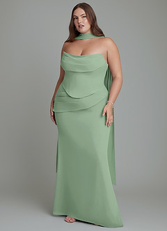 Azazie Sorrel Bridesmaid Dresses Matcha Mermaid Corset Chiffon Dress image9