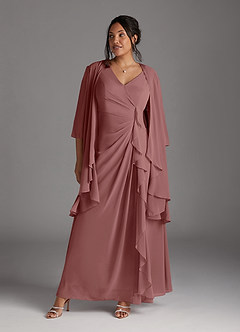 Azazie Manuella Mother of the Bride Dresses Desert Rose A-Line V-Neck Pleated Chiffon Dress image10