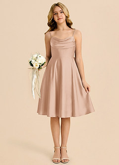 Azazie Bear Junior English Rose A-Line Sweetheart Neckline Stretch Satin Dress image6