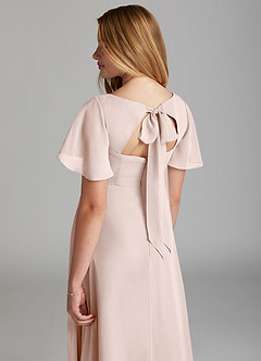 Azazie Kimber Junior Rose Petal A-Line Pleated Chiffon Dress image4