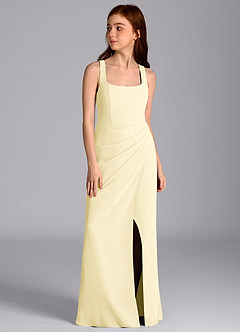 Azazie Mero Junior Lemon Sorbet Mermaid Pleated Chiffon Dress image5