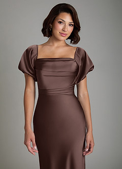 Azazie Lea Bridesmaid Dresses Ganache Mermaid Off the Shoulder Stretch Satin Convertible Dress image7