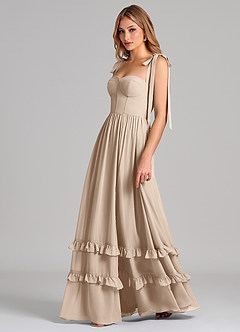 Azazie Anastacia 신부 들러리 드레스 A라인 스윗하트 네크라인 쉬폰 바닥 길이 드레스 image5