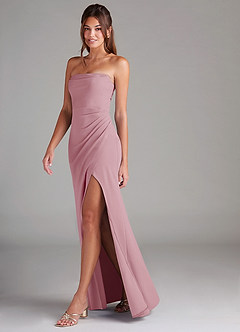 Azazie Leonis Bridesmaid Dresses Vintage Mauve Sheath Strapless Stretch Crepe Convertible Dress image7
