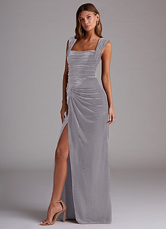 Azazie Genesis Bridesmaid Dresses French Lilac Sheath Pleated Velvet Dress image4