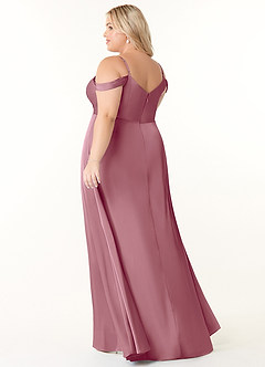 Azazie Ocean Bridesmaid Dresses Vintage Mauve A-Line V-Neck Pleated Stretch Satin Dress image9