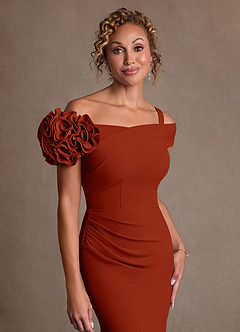 Azazie Gwynne Mother of the Bride Dresses Rust Mermaid Off the Shoulder Stretch Crepe Dress image5