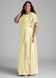 Azazie Aaliyah Modest Bridesmaid Dresses A-Line Scoop Pleated Chiffon Floor-Length Dress image7