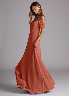 Azazie Marley Bridesmaid Dresses Clay A-Line Off the Shoulder Chiffon Convertible Dress image3