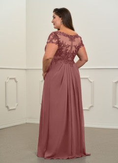 Azazie Dunja Mother of the Bride Dresses A-Line V-Neck Lace Chiffon Floor-Length Dress image12