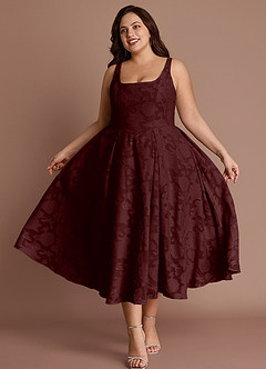 Amalie Wine A-line Midi Dress image5