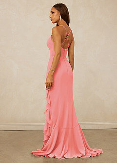 Christian Siriano Bridal for Azazie 1006 Bridesmaid Dresses Coral Mermaid Ruched Chiffon Dress image2
