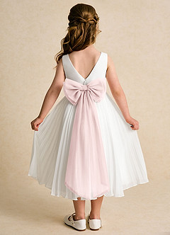 Azazie Margot Abiti da Ragazza di Fiori Abito A-Line in Chiffon Plissettato Avorio Rosa Rossore image1