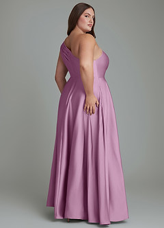 Azazie Melanie Bridesmaid Dresses Wisteria A-Line Off the Shoulder Stretch Satin Dress image8