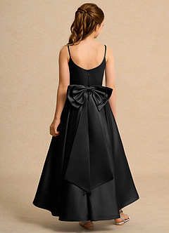 Azazie Sweets Girl vestidos de niña de las flores Vestido de Negro de Satin Mate de Corte En A con Plisado image2