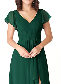 Azazie Omari Robes de demoiselle d'honneur Robe Trapèze en Mousseline de soie émeraude image5