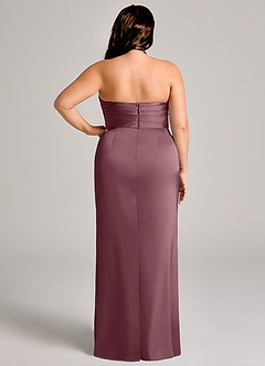 Azazie Jemma Bridesmaid Dresses Amethyst Sheath Pleated Stretch Satin Dress image9