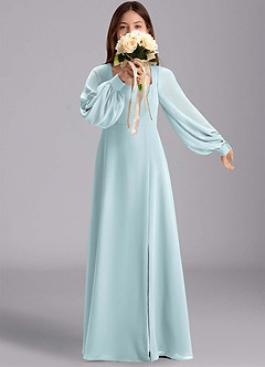 Azazie Bondi Junior Robe Trapèze en Mousseline de soie Blouson Brume image1