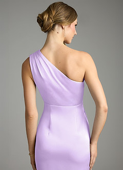Azazie Emorie Final Sale Lilac Sheath One Shoulder Stretch Satin Dress image5