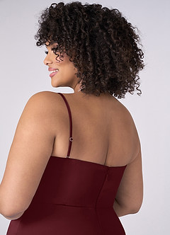 Barbie ♥ Azazie Venta Final Vestido de Barbie Pink de Satén Elástico de Corte en A Convertible con Vestidos sin tirantes image11