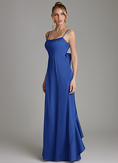 Azazie Zherra Bridesmaid Dresses Royal Blue Mermaid Bow Stretch Satin Dress image2