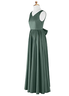 Azazie Hathaway Junior Sea Moss A-Line Bow Stretch Satin Dress image8