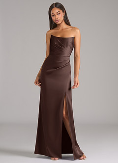 Azazie Marla Bridesmaid Dresses Ganache Sheath Strapless Stretch Satin Convertible Dress image4