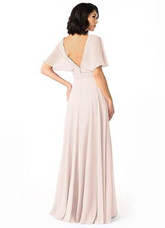 Azazie Pamela Bridesmaid Dresses Rose Petal A-Line V-Neck Pleated Chiffon Dress image2