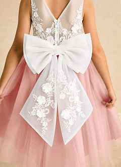 Azazie Lina Flower Girl Dresses Ivory Rosette Ball-Gown Lace Dress image7