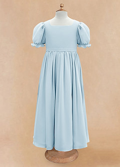 Azazie Joss Flower Girl Dresses Sky Blue A-Line with Sleeves Chiffon Dress image5