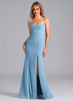 Azazie Wynni Abiti da Damigella Abito Sirena in Chiffon Corsetto Blu Acciaio image1