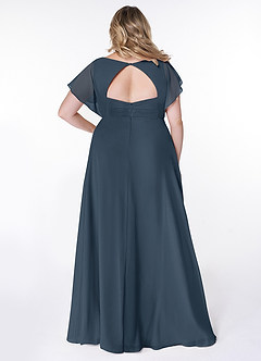 Azazie Rylee Robes de demoiselle d'honneur Robe Trapèze en Mousseline de soie Plissée Neptune image7
