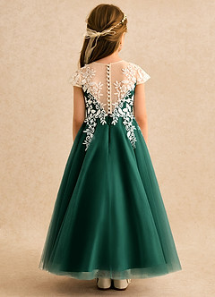 Azazie Dandelion Robe Demoiselle D'honneur Fillette Robe Princesse en Dentelle émeraude image5