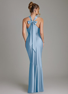 Azazie Reign Bridesmaid Dresses Powder Blue Mermaid Pleated Stretch Satin Dress image2