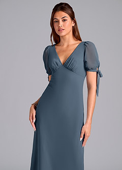 Azazie Pheby Bridesmaid Dresses Neptune A-Line Pleated Chiffon Dress image2