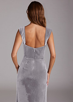 Azazie Junia Bridesmaid Dresses French Lilac Sheath Off the Shoulder Velvet Convertible Dress image2
